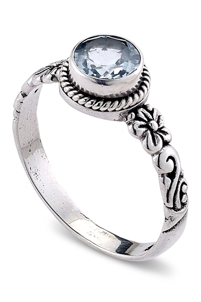 Samuel B Jewelry Sterling Silver Round Blue Topaz Ring