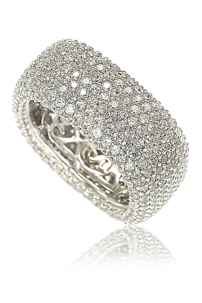 Suzy Levian Sterling Silver White Cz Square Eternity Band Ring