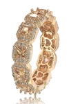 Suzy Levian Gold-tone Sterling Silver Asscher Cut Brown Cz Band Ring In Brown