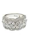 Suzy Levian Round-cut & Marquise-cut Cubic Zirconia Flower Ring In White
