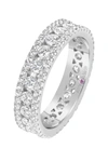 Suzy Levian Sterling Silver Cz White Three Row Modern Eternity Band Ring In White