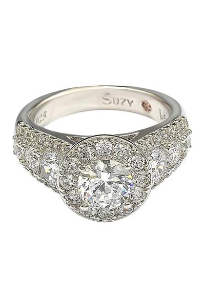 Suzy Levian Sterling Silver White Cz Engagement Ring
