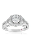 Suzy Levian Sterling Silver Asscher-cut White Cz Ring In White
