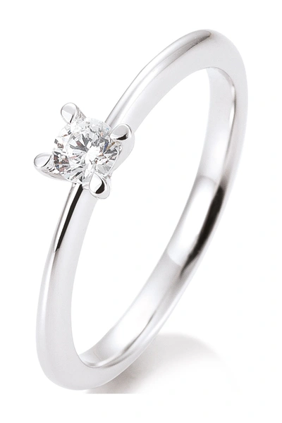 Breuning 14k White Gold Diamond Solitaire Ring In Silver