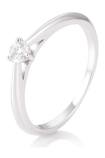 Breuning 14k White Gold Diamond Solitaire Ring In Silver
