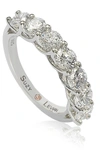 Suzy Levian Rose Sterling Silver White Cubic Zirconia Half Eternity Band Ring In White
