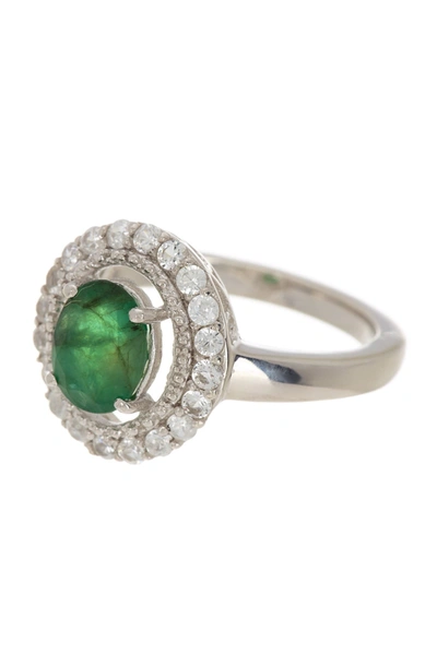 Forever Creations Usa Inc. Sterling Silver Emerald & Diamond Ring In Green
