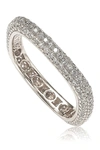 Suzy Levian Sterling Silver Pave Cz Square Stackable Eternity Band Ring In White