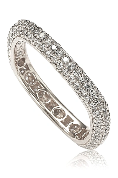 Suzy Levian Sterling Silver Pave Cz Square Stackable Eternity Band Ring In White