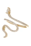 ADORNIA ADORNIA 14K GOLD PLATED SWAROVSKI CRYSTAL ACCENTED WINDING SNAKE RING,816819025871