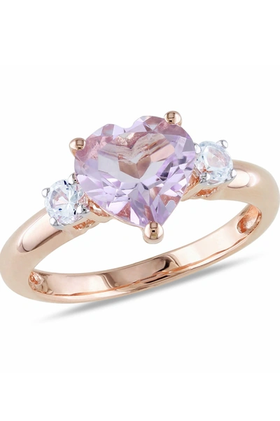 Delmar Rose De France Heart & Created White Sapphire Ring In Purple