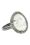 ADORNIA FINE STERLING SILVER MOONSTONE & DIAMOND HALO RING,705377765681