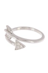 Adornia White Rhodium Plated Arrow Wrap Around Swarovski Crystal Ring In Silver