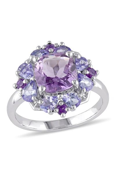 Delmar Sterling Silver Amethyst Tanzanite Cocktail Ring In Purple