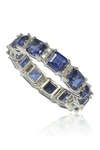 Suzy Levian Sterling Silver Sapphire And Diamond Accent Eternity Band In Blue