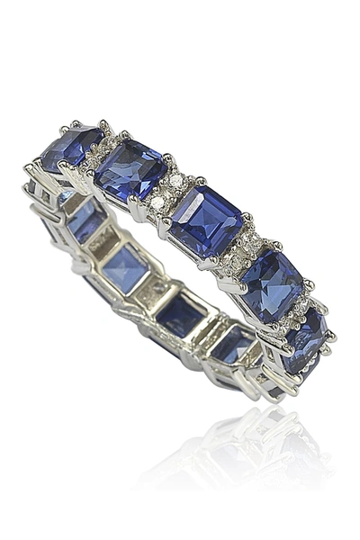 SUZY LEVIAN SUZY LEVIAN STERLING SILVER SAPPHIRE & DIAMOND ACCENT ETERNITY BAND RING,636225487977