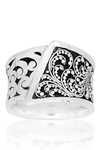 LOIS HILL STERLING SILVER TAPERED SCROLL GRANULATION RING,651799411357