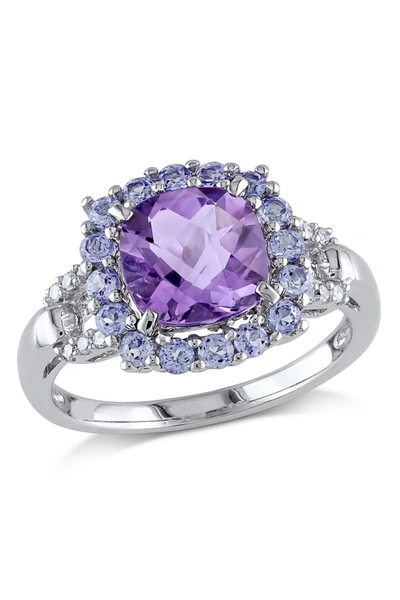Delmar Sterling Silver Amethyst, Tanzanite & Diamond Fashion Ring In Purple