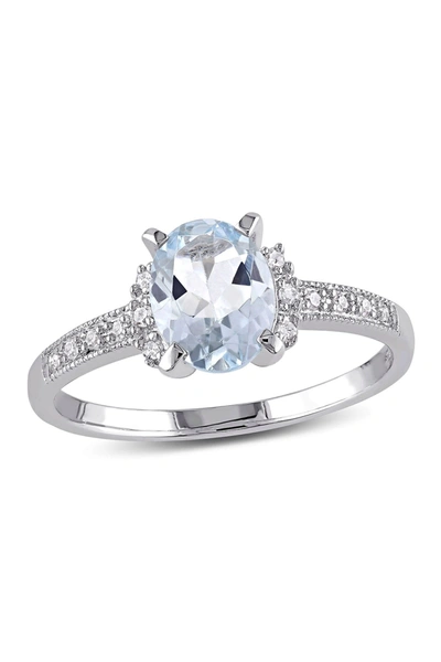 Delmar Aquamarine & Diamond Ring In Blue