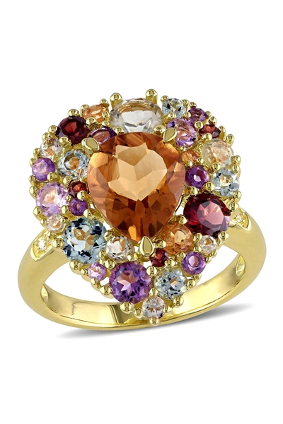 Delmar Diamond, Madiera, Citrine Amethyst, Rose De France, Blue Topaz, Sky Garnet, & Prasiolite Ring In Multi