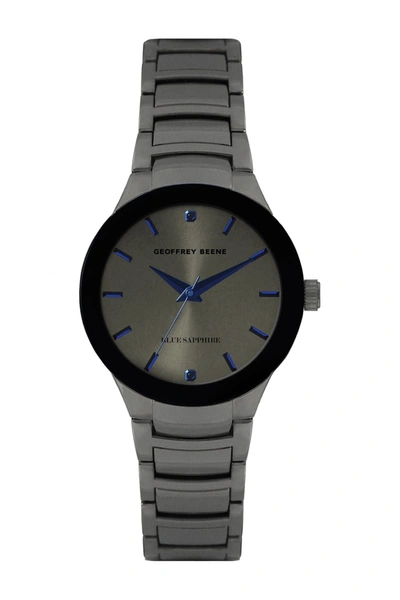 Geoffrey Beene Men's Gunmetal Sapphire Bracelet Watch