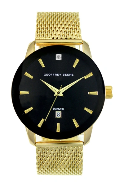 Geoffrey Beene Diamond Mesh Strap Watch, 41mm In Gold