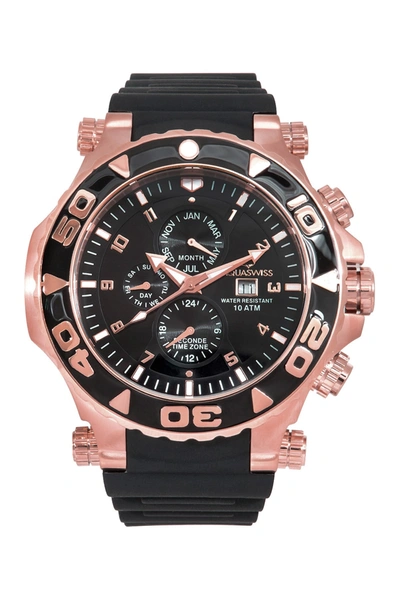 Aquaswiss Men s Sail Silicone Strap Watch In Black rosegold ModeSens