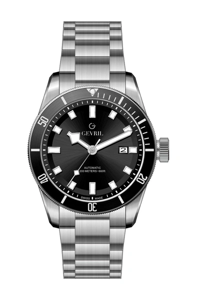 Gevril Yorkville Black Dial Stainless Steel Watch, 43mm In Silver