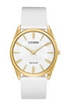 CITIZEN STILETTO ECO-DRIVE GOLD WHITE DIAL STAINLESS STEEL WATCH, 39MM,013205135392