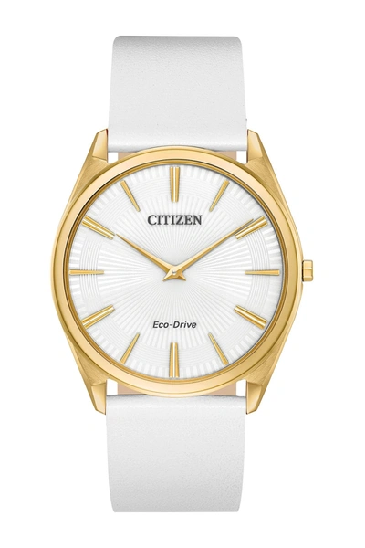 Citizen Women's 39mm Eco-drive Goldtone Stainless Steel Leather Strap Watch In Sapphire