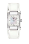 Tissot T-2 Mother Of Pearl Diamond Accented Leather Strap Watch- 0.16 Ctw, 32mm