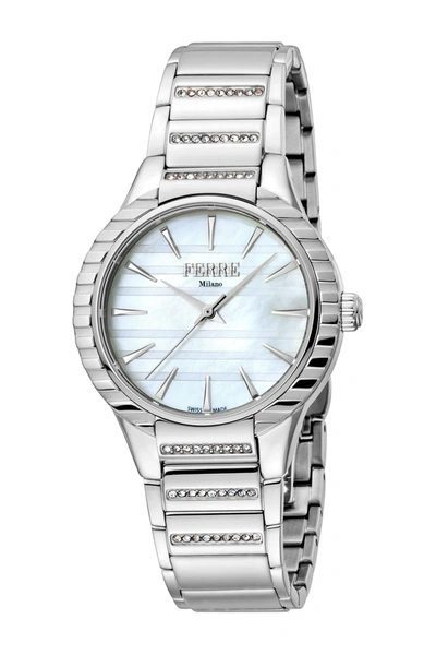 Ferre Milano Crystal Accented Bracelet Watch, 32mm In Silver