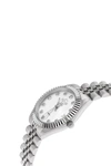 GEVRIL NAPLES WHITE DIAL STEEL DIAMOND WATCH, 34MM,840840122476