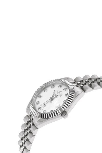 Gevril Naples White Dial Steel Diamond Watch, 34mm In Silver