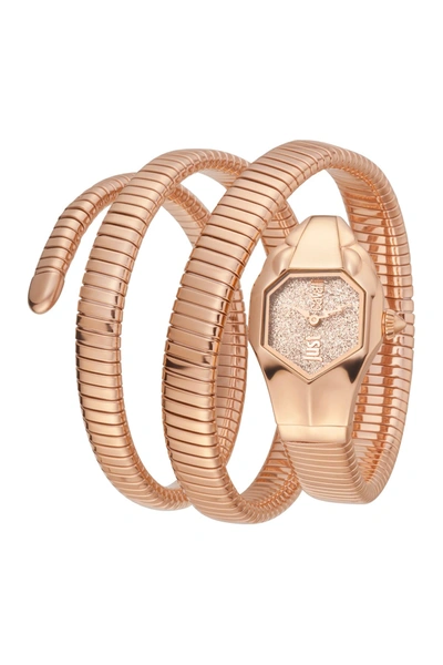 Just Cavalli Women's Triple Glam Analog Quartz Wrap Bracelet Watch In Rose