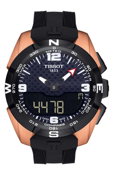 Tissot T-touch Expert Solar Multifunction Smartwatch In Black/rose Gold