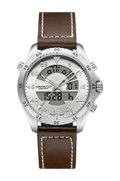 Hamilton Khaki Flight Timer Leather Strap Watch, 45mm