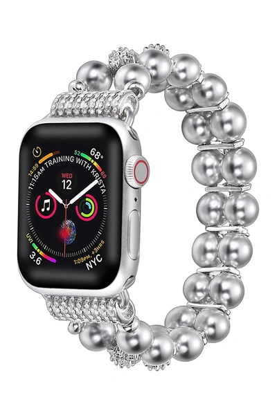 Posh Tech Skinny Imitation Pearl Apple Watch® Watchband In Silver