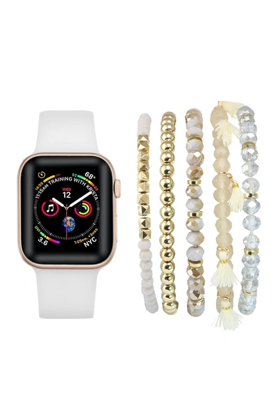 Posh Tech Silicone Apple Watch Replacement Band & Bracelet Bundle- 42mm/44mm In White-multi Colored