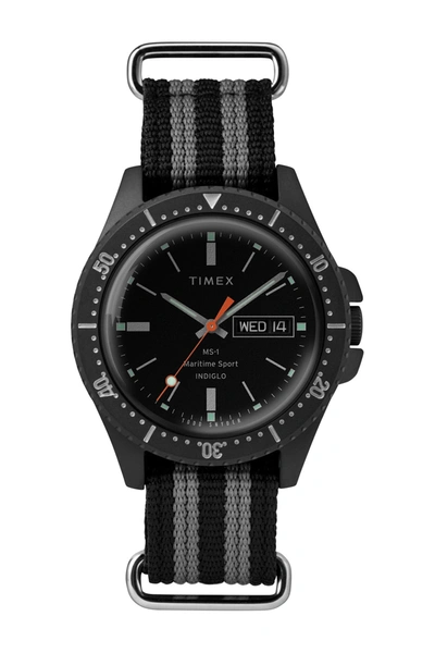 Timex Men's  X Todd Snyder Maritime Nylon Strap Wathc In Black/black/stripe