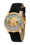 Porsamo Bleu Women's Liza Topaz Stone Automatic Watch In Gold Tone-black