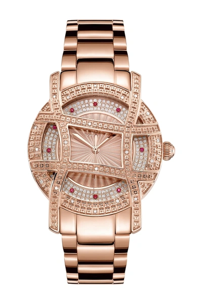 Jbw Olympia 10 Year Anniversary Diamond Bracelet Strap Watch, 37mm In Rose Gold