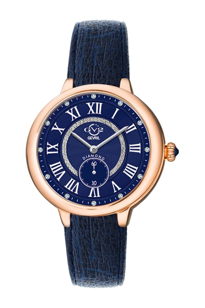 Gevril Rome Vegan Blue Dial Diamond Watch, 36mm