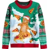 33 Degrees Kids' Flying Pizza Cat Holiday Sweater In Multi