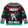 33 Degrees Kids' Rex-mas Dabbing T. Rex Sweater In Black Combo Holiday
