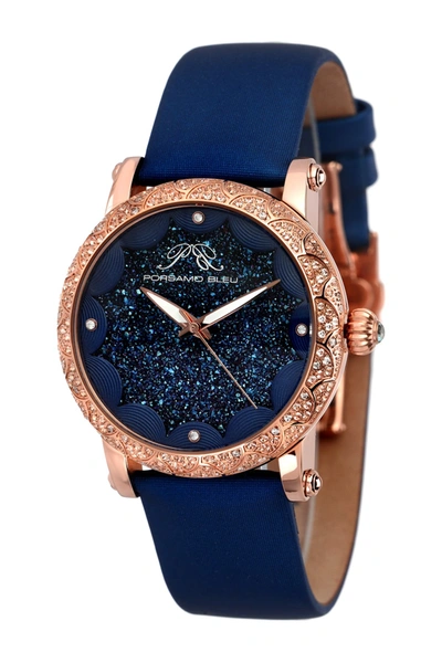 Porsamo Bleu Genevieve Topaz Stone Quartz Watch, 38mm In Rose Tone-blue