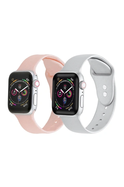 Posh Tech Silicone Bands For Apple Watch In Pink Pearl Oil Glitter-silver