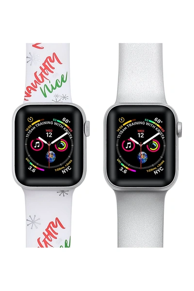 Posh Tech Silicone Bands For Apple Watch In Naughty Or Nice-silver