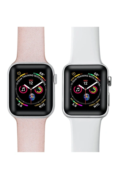 Posh Tech Silicone Bands For Apple Watch In Pink-white