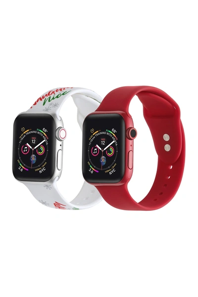 Posh Tech Silicone Bands For Apple Watch In Naughty Or Nice-red